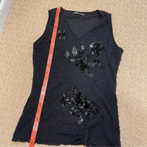 Vintage Embellished Sequin Sleeveless Top Black - Picture 11 of 12